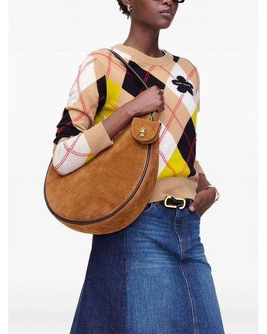 Marc Jacobs Brown Satchel Bag Suede Cow Leather Satchel-Bags