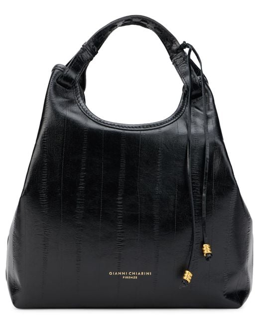Gianni Chiarini Black Hobo Shoulder Bag Calfskin Handbags