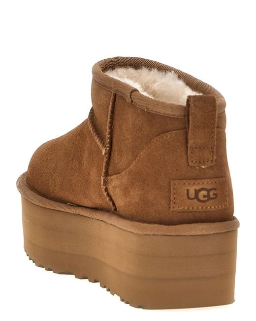 Ugg Brown Classic Ultra Mini Platform Ankle Boots