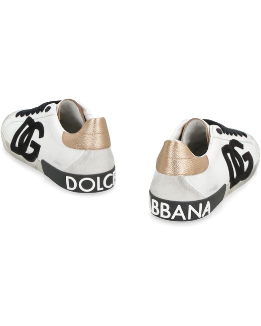 Dolce & Gabbana Black Leather Sneakers Portofino Calf Trainers for men
