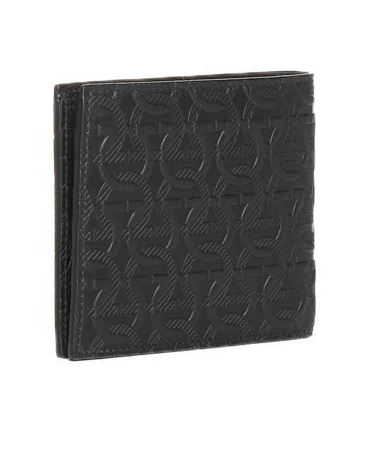 Ferragamo Gray Gancini Motif Leather Bifold Wallet for men