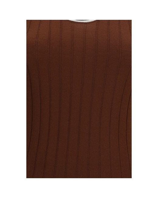 Brunello Cucinelli Brown Bordeaux Wool Oves Aries Sleeveles T