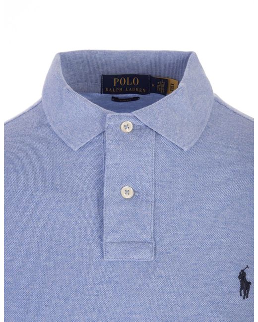 Ralph Lauren Blue Light Slim-Fit Piqué Polo for men