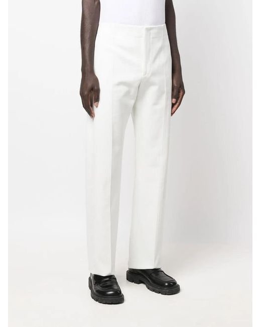 Ferragamo White High-Waisted Straight-Leg Trousers for men