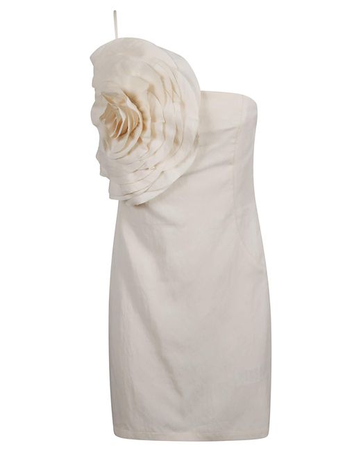 Blumarine White Large Flower Detail Sleeveless Dress