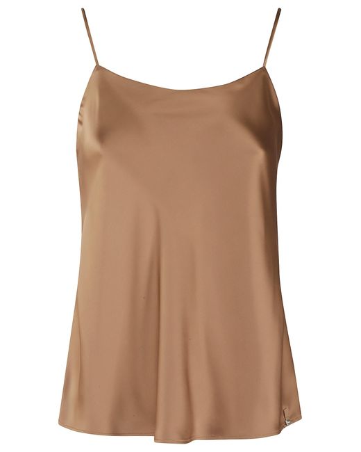 Herno Brown Spaghetti Straps Satin Tank Top