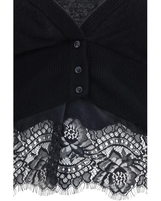 Ermanno Scervino Black Lace Cardigan Kashmir/Capra Hircus