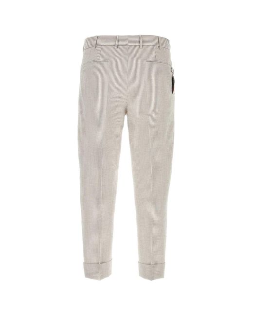PT01 Gray Embroidered Stretch Cotton Pant for men