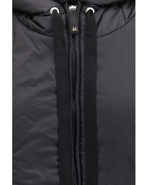Max Mara Black Vest Hooded Padded Canvas Outer: Polyamide Puffer Jackets