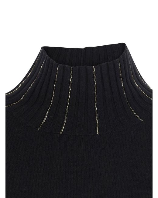 Fabiana Filippi Black Dress With Collar, Wool Blend
