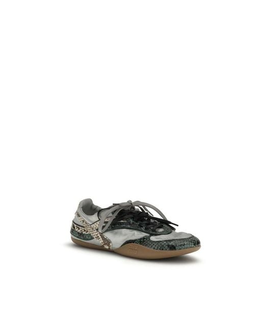 Miu Miu Green Recycled Polyester Athletic Sneakers