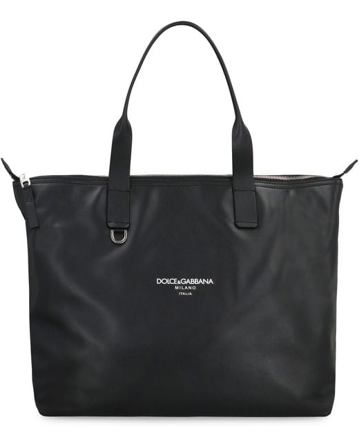 Dolce & Gabbana Black Tote Bag Adamo Calf Leather for men
