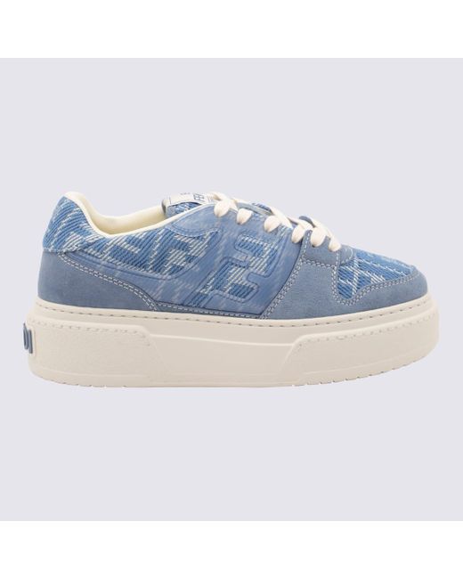VIP【関税送料無料】希少 FENDI BLUE DENIM LEATHER SNEAKERS Fendi Denim Leather Sneakers in Blue | Lyst