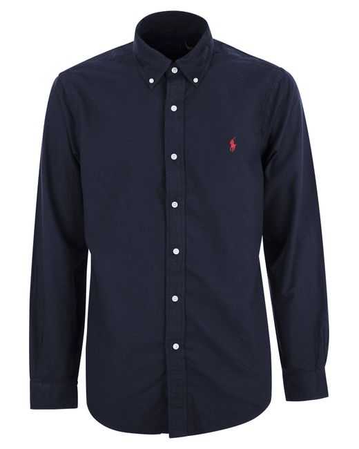 Polo Ralph Lauren Blue Custom-fit Garment Dyed Oxford Shirt for men