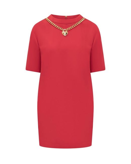 Moschino Red Chain And Heart Dress