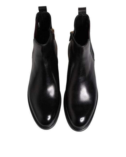 Dolce & Gabbana Black Side Zip Ankle Boots for men