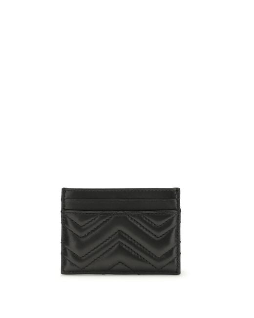 Gucci White Gg Marmont Cardholder Lamb Ovis Aries Wallet