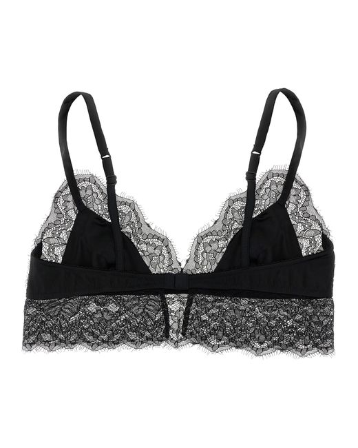 Dolce & Gabbana Black Silk Bra With Lace Inserts