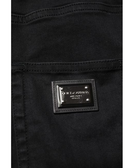 Dolce & Gabbana Black Cotton High Waist Skinny Denim Jeans Clothing