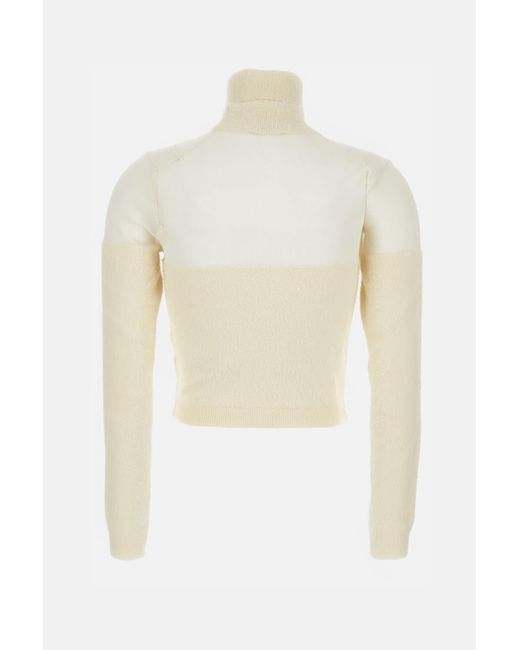 Elisabetta Franchi White Turtleneck With Brushed Insert