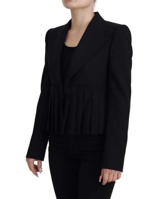 Dolce & Gabbana Black Elegant Stretch Wool Blazer
