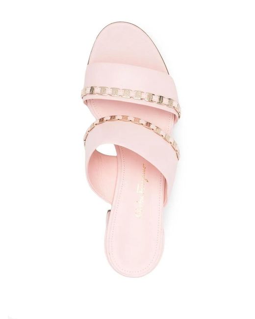 Ferragamo Pink Ferragamo Vara Chain Sandals