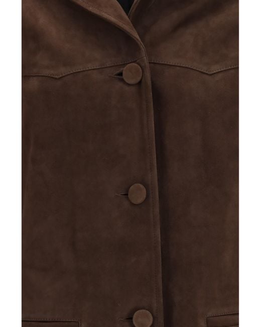 Tory Burch Brown Suede Jacket Goatskin/Hircus Goatskin Blazers & Vests