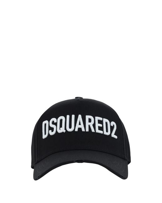 DSquared² Black Logoed Baseball Hat Cotton E Hairbands for men