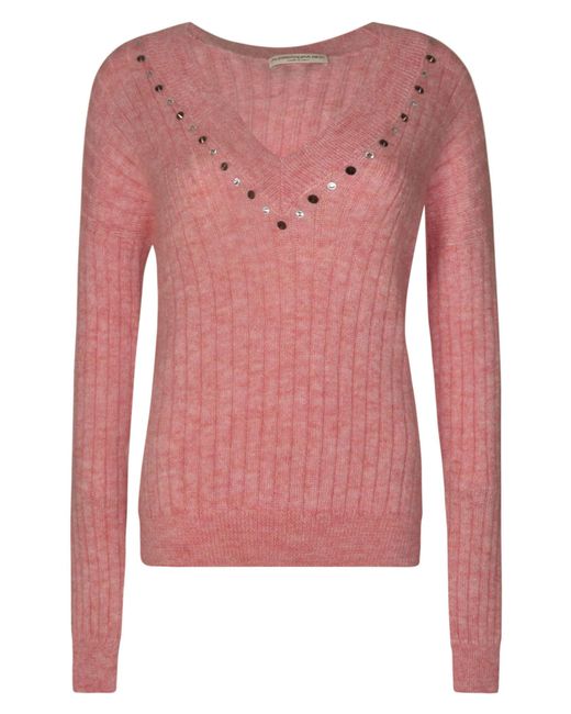 Alessandra Rich Pink Mohair Knit V-neck Jumper