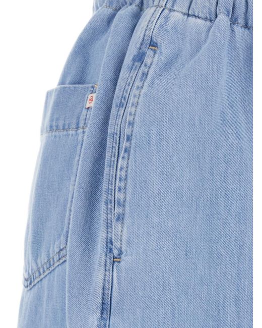 AG Jeans Blue Kali Light Jeans With Wide Leg And Drawstring On The Front