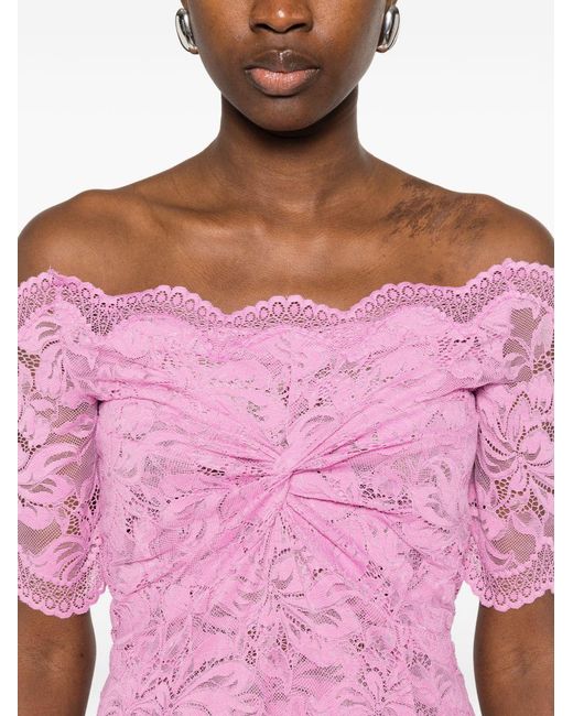 Rabanne Pink Long Off-The-Shoulder Dress