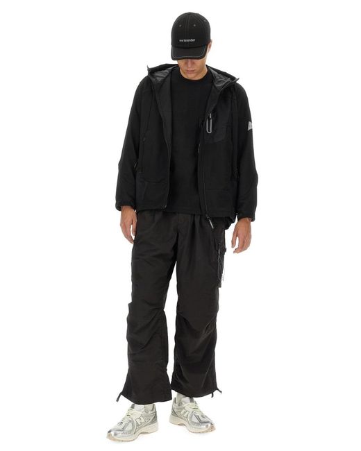 And Wander Black Hooded Jacket Nylon for men