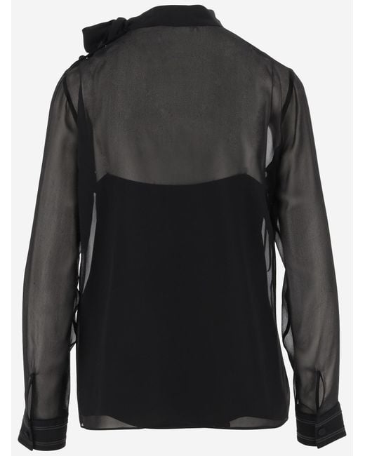 Gucci Black Top Silk Georgette Tops
