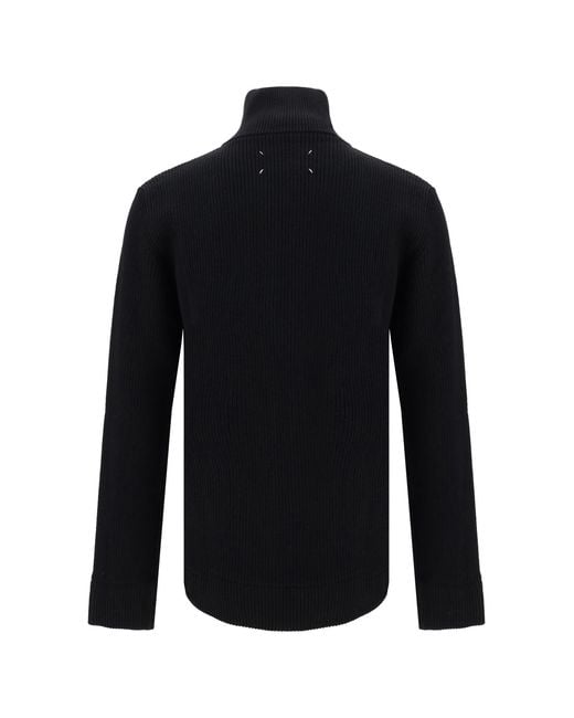 Maison Margiela Blue Cotton Zip-Up Sweater General Wool (Ovis Aries) for men