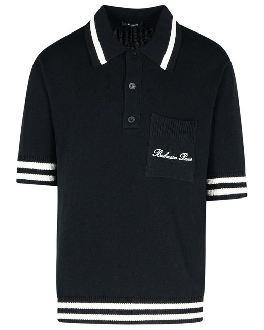 Balmain Black Polo Punto Logo for men