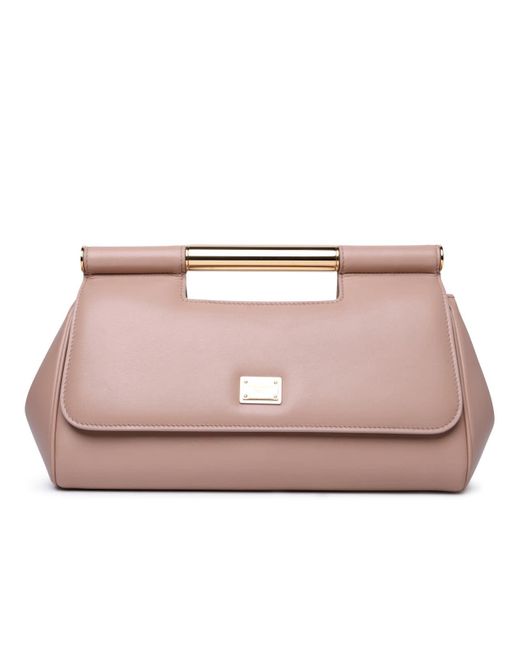 Dolce & Gabbana Pink Sicily Large Leather Clutch