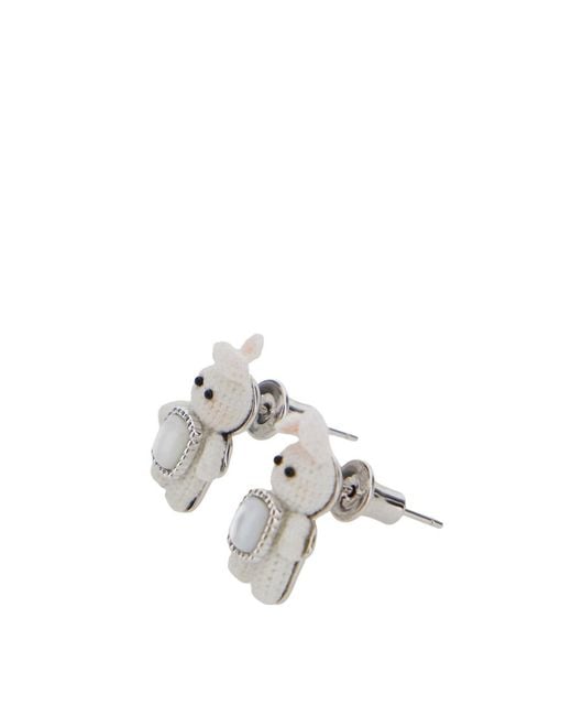 YVMIN White Earrings Woven Mini Rabbit Mother-Of-Pearl