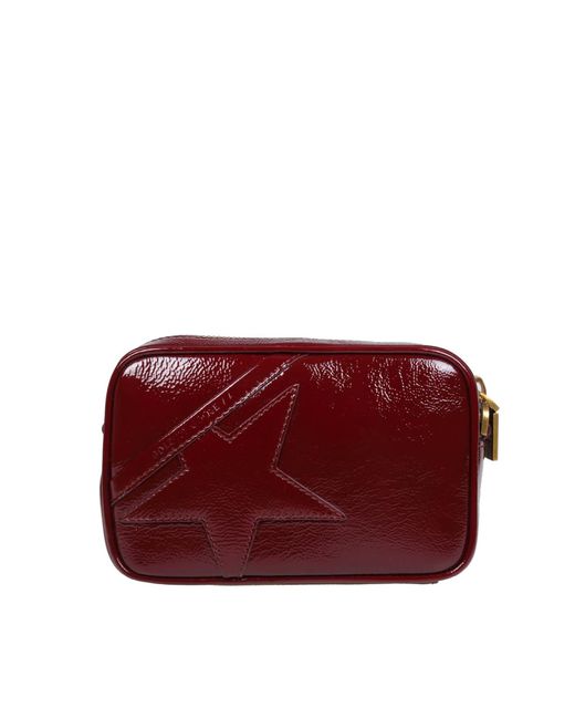 Golden Goose Deluxe Brand Red Mini Star Bag In Glossy Bordeaux Leather