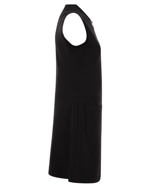 Moncler Black Sleeveless Cotton Blend Dress