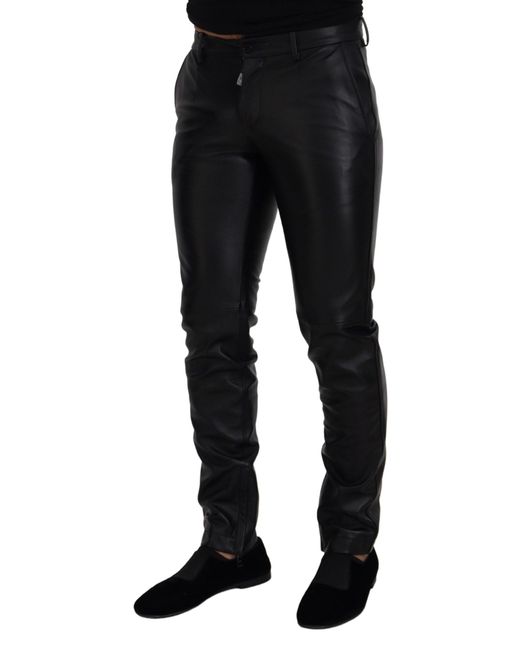 Dolce & Gabbana Black Elegant Agnello Trousers For for men