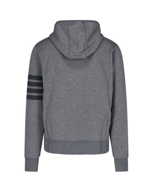 Thom Browne Gray 4-Bar Zip Hoodie for men