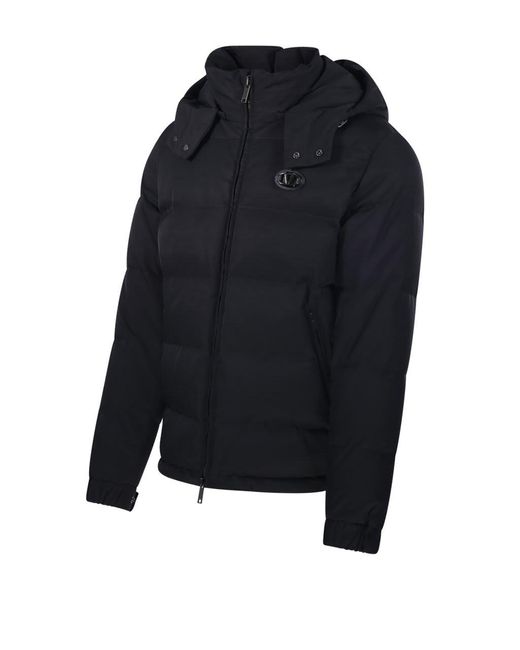 Valentino Garavani Logo Plaque Zip Up Coat in Blue for Men Lyst UK