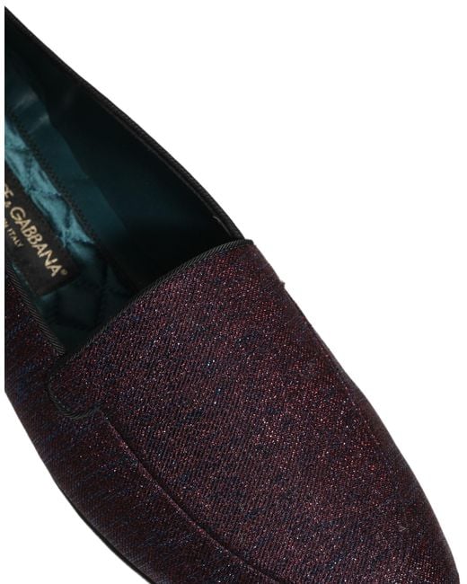 Dolce & Gabbana Purple Glitter Lurex Logo Dress Loafers Shoes Leather for men