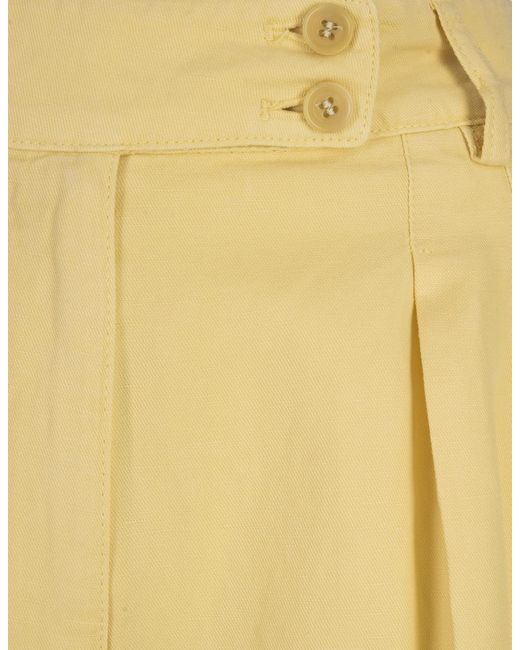 Aspesi Yellow Ginger Linen And Cotton Palazzo Trousers