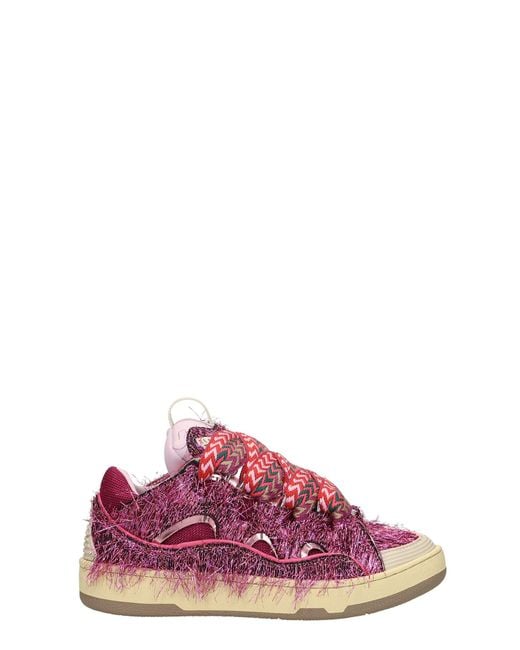 Lanvin Pink Curb Sneakers In Synthetic Fibers