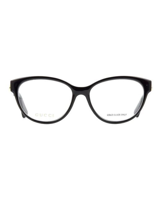 Gucci Brown Eyeglasses Oval Full Rim, Frame And Clear Demo Lenses Lens Gg0633O001