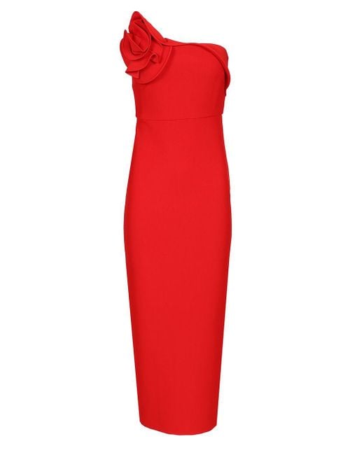 Roland Mouret Red Floral Detail Midi Dress