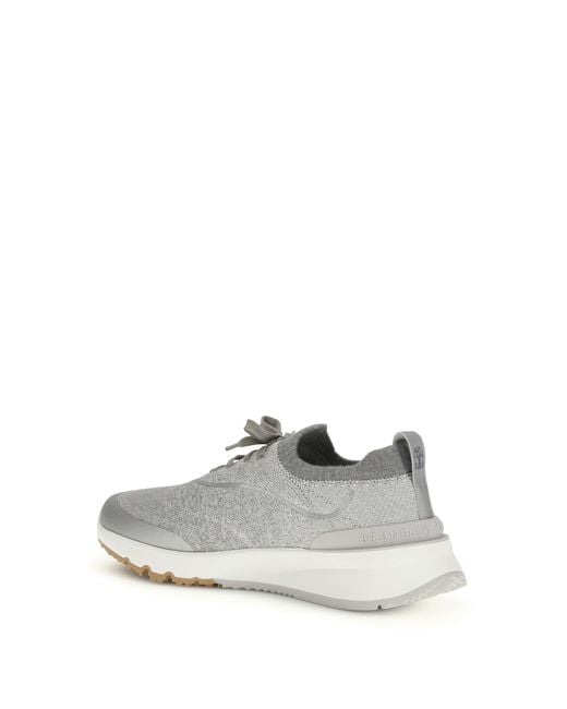 Brunello Cucinelli White Techno Cotton Knit Sneakers Runners Upper: Cotton; Sole: Rubber for men