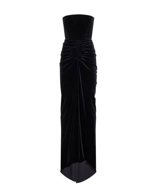 Alex Perry Black Velvet Strapless Gathered Dress