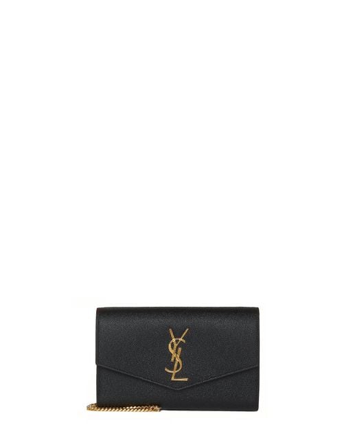 Saint Laurent White Uptown Leather Chain Wallet Bag By
